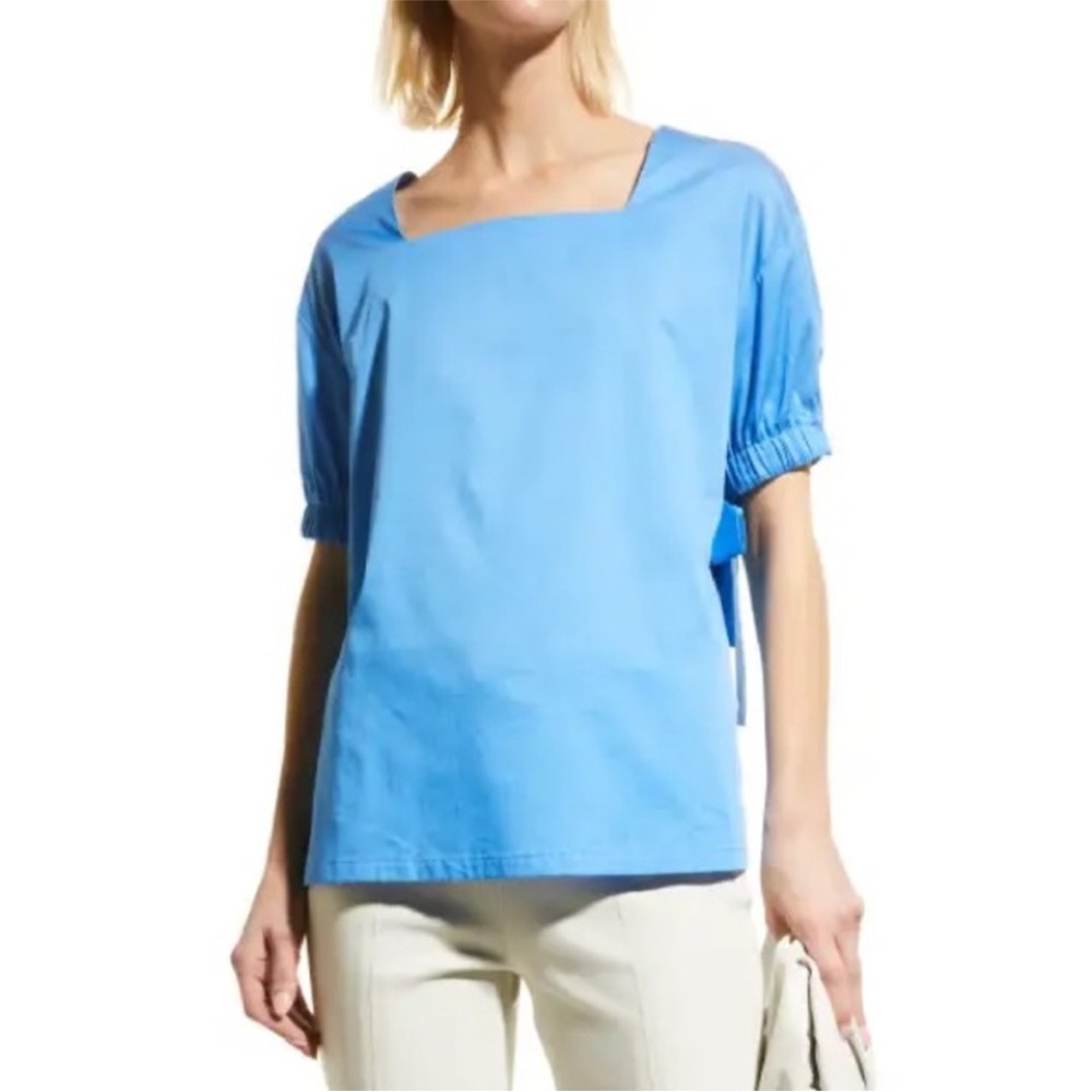 [NWT] $185 HARSHMAN Zita Cotton Blouse in Blue. Size XS
